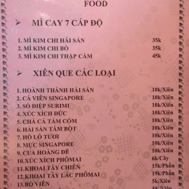Thực đơn- Quán Ăn Mì Cay Oppa