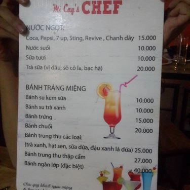 Thực đơn- Quán Ăn Mì Cay's Chef - Phạm Ngọc Thạch