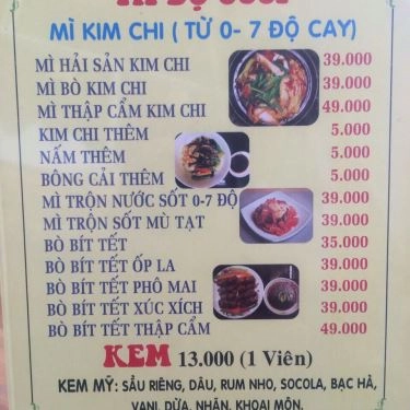 Thực đơn- Quán Ăn Mì Độ Susi