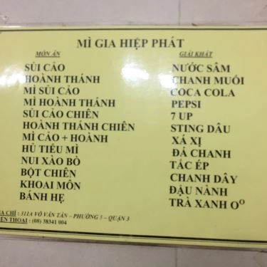 Thực đơn- Quán Ăn Mì Gia Hiệp Phát