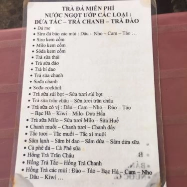 Thực đơn- Quán Ăn Mì Hến Thiện