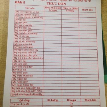 Thực đơn- Quán Ăn Mì Niêu Cay