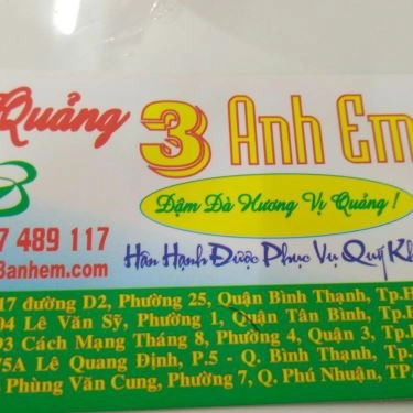 Thực đơn- Quán Ăn Mì Quảng 3 Anh Em - Phùng Văn Cung