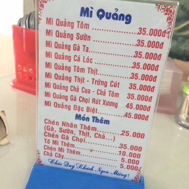 Thực đơn- Quán Ăn Mì Quảng 3 Anh Em - Cách Mạng Tháng 8