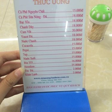 Thực đơn- Quán Ăn Mì Quảng 3 Anh Em - Pasteur