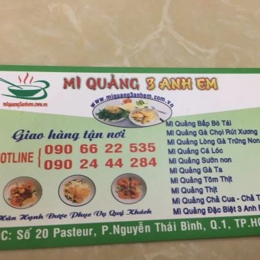 Thực đơn- Quán Ăn Mì Quảng 3 Anh Em - Pasteur