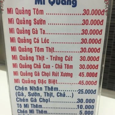 Thực đơn- Quán Ăn Mì Quảng 3 Anh Em - Phùng Văn Cung