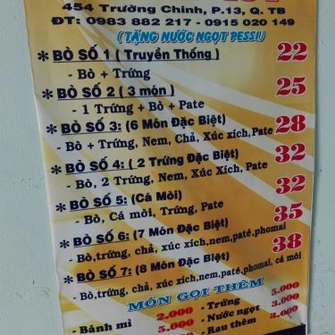 Thực đơn- Quán Ăn Mì Quảng & Bò Né - Trường Chinh