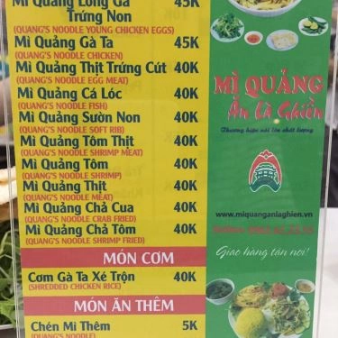 Thực đơn- Quán Ăn Mì Quảng Ăn Là Ghiền - Nguyễn Thị Minh Khai