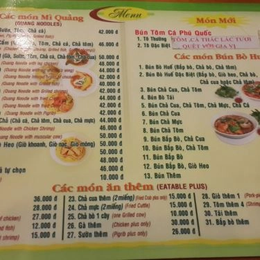 Thực đơn- Quán Ăn Mì Quảng Ăn Là Nhớ - Cửu Long