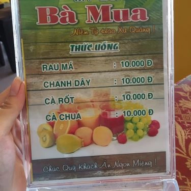 Thực đơn- Quán Ăn Mì Quảng Bà Mua - Ngũ Hành Sơn