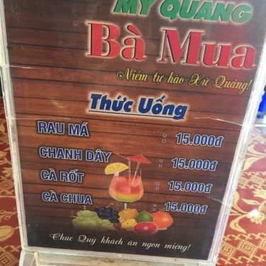 Thực đơn- Quán Ăn Mì Quảng Bà Mua - Ngũ Hành Sơn