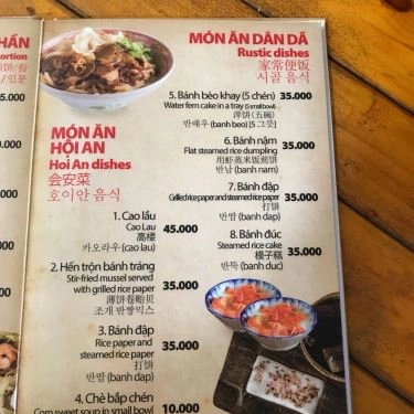 Thực đơn- Quán Ăn Đặc Sản Mì Quảng Bà Mua - Nguyễn Văn Thoại