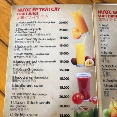Thực đơn- Quán Ăn Đặc Sản Mì Quảng Bà Mua - Nguyễn Văn Thoại