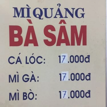 Thực đơn- Quán Ăn Mì Quảng Bà Sâm - Phạm Cự Lượng