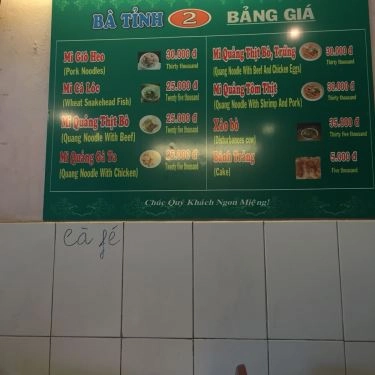 Thực đơn- Quán Ăn Mỳ Quảng Túy Loan - Bà Tỉnh 2