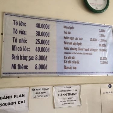 Thực đơn- Quán Ăn Mì Quảng Chính Hiệu