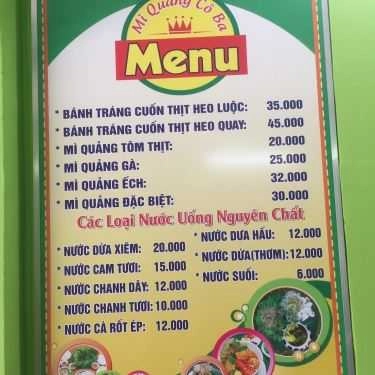 Thực đơn- Quán Ăn Mì Quảng Cô Ba