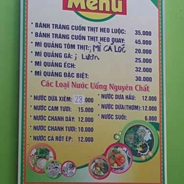 Thực đơn- Quán Ăn Mì Quảng Cô Ba