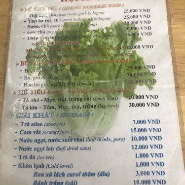 Thực đơn- Quán Ăn Mì Quảng Đà Lạt 453