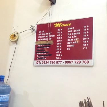 Thực đơn- Quán Ăn Mì Quảng Quỳnh Khương