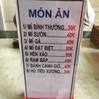 Thực đơn- Quán Ăn Mì Quảng Quỳnh Khương