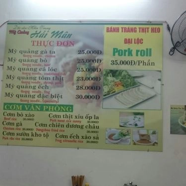 Thực đơn- Quán Ăn Mì Quảng Hải Mân - Nguyễn Hữu Thọ