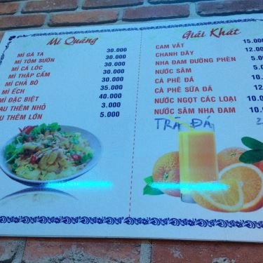 Thực đơn- Quán Ăn Mì Quảng Hội An - Thống Nhất