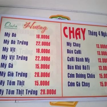Thực đơn- Quán Ăn Mì Quảng Hương - Tôn Đức Thắng