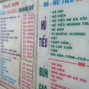 Thực đơn- Quán Ăn Mì Quang Ký - Hủ Tiếu Mì Sa Đéc