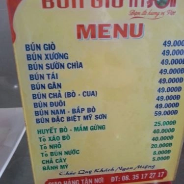 Thực đơn- Quán Ăn Mì Quảng Mỹ Sơn - Phan Xích Long