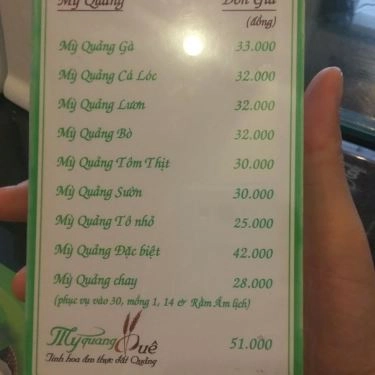 Thực đơn- Quán Ăn Mỳ Quảng Quê - Tinh Hoa Ẩm Thực Đất Quảng