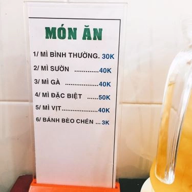 Thực đơn- Quán Ăn Mì Quảng Quỳnh Khương