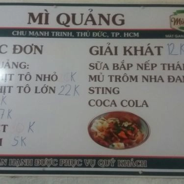 Thực đơn- Quán Ăn Mì Quảng Thanh Dũng