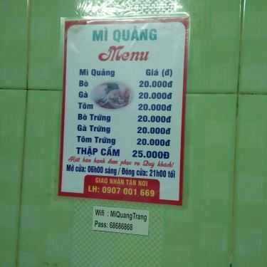 Thực đơn- Quán Ăn Mì Quảng Trang