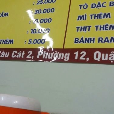Thực đơn- Quán Ăn Mì Quảng Trí Hội An - Bàu Cát 2