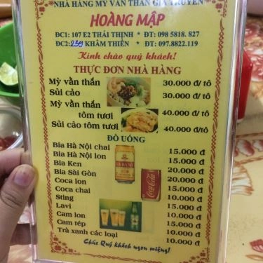 Thực đơn- Quán Ăn Hoàng Mập - Mì Vằn Thắn & Sủi Cảo