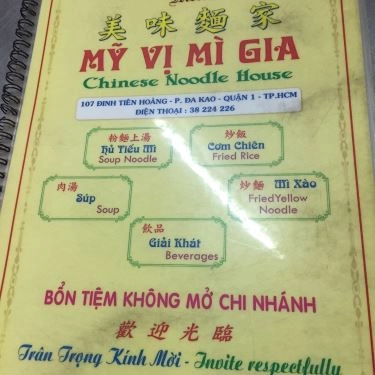 Thực đơn- Quán Ăn Mỹ Vị Mì Gia