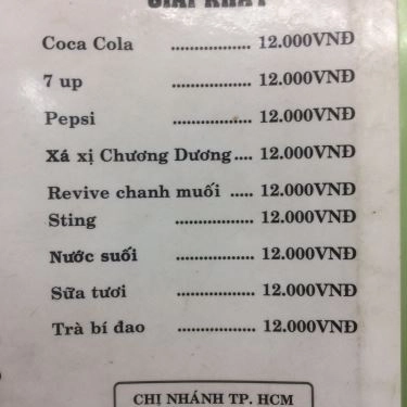 Thực đơn- Quán Ăn Mì Vịt Phan Thiết Bà Phượng - Lê Hồng Phong