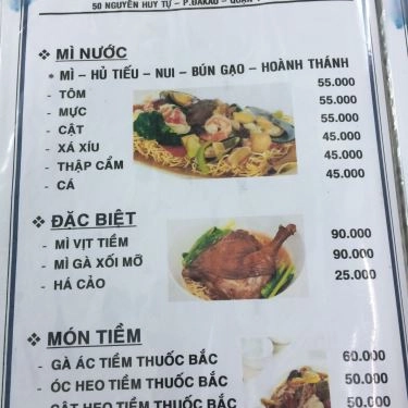 Thực đơn- Quán Ăn Bồi Ký Mì Gia - Ẩm Thực Trung Hoa