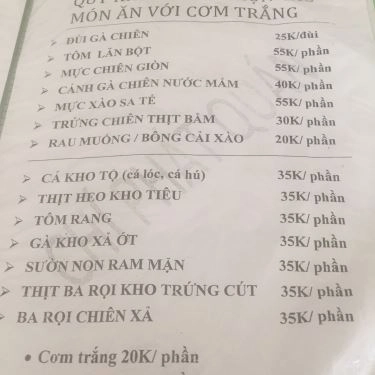 Thực đơn- Quán Ăn Mì Vịt Tiềm Chí Phát - Nguyễn Văn Nghi