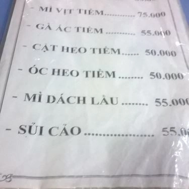 Thực đơn- Quán Ăn Mì Vịt Tiềm Chí Phát - Nguyễn Văn Nghi