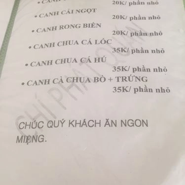 Thực đơn- Quán Ăn Mì Vịt Tiềm Chí Phát - Nguyễn Văn Nghi