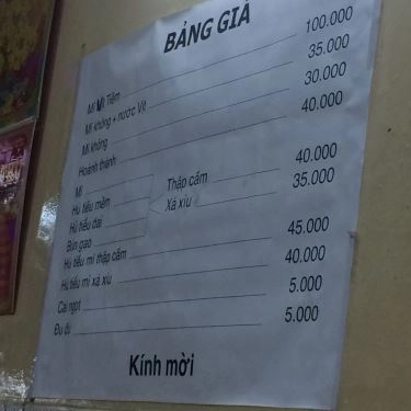 Thực đơn- Quán Ăn Mì Vịt Tiềm Thuận Hiếu - Hoàng Diệu