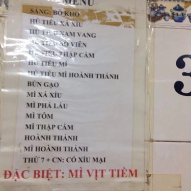 Thực đơn- Quán Ăn Mì Vịt Tiềm Hữu Ký