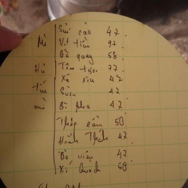 Thực đơn- Quán Ăn Nhã Vân - Mì Vịt Tiềm Sủi Cảo
