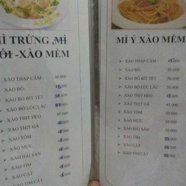 Thực đơn- Quán Ăn Mì Xào Nhiêu Lộc