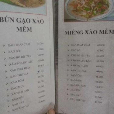 Thực đơn- Quán Ăn Mì Xào Nhiêu Lộc