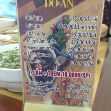 Thực đơn- Quán Ăn Miến Lươn Phúc