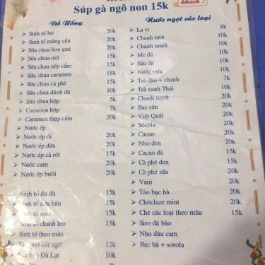 Thực đơn- Quán Ăn Miến Trộn - Tôn Thất Tùng